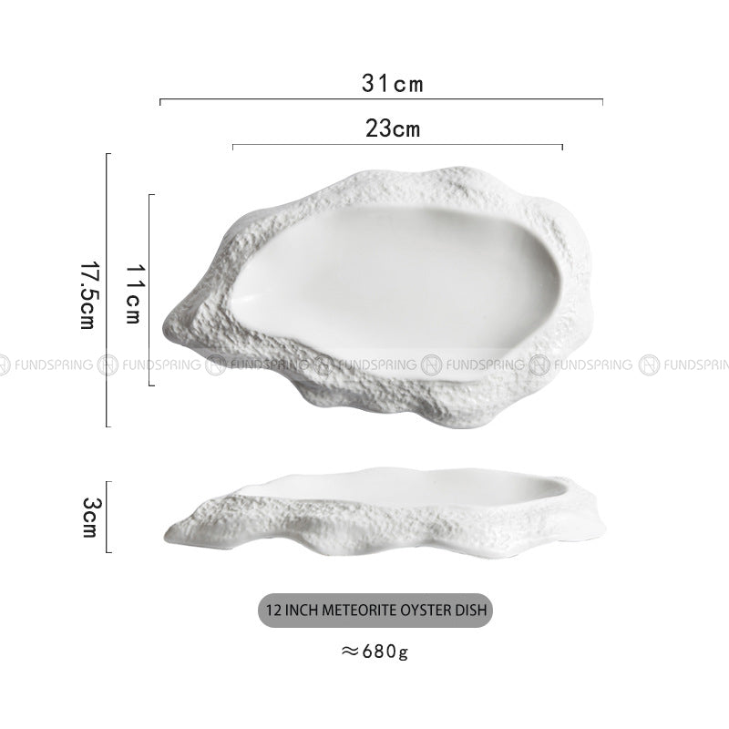 Ceramic White Plate Artistic Conception Tableware Oyster Platter Ceramic White Plate Artistic Conception Tableware Oyster Platter