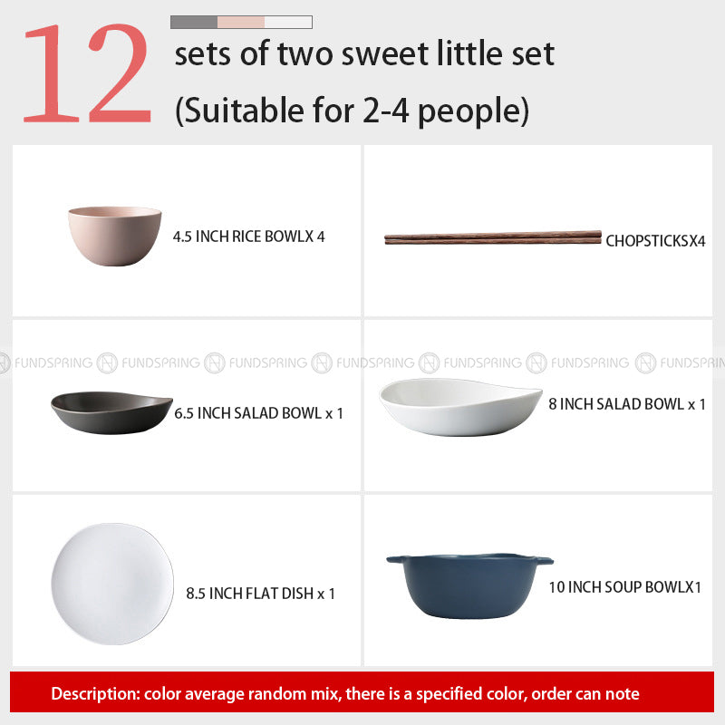 Nordic Morandi Matte Dinnerware Pink/White/Grey Ceramic Tableware Set Nordic Morandi Matte Dinnerware Pink/White/Grey Ceramic Tableware Set