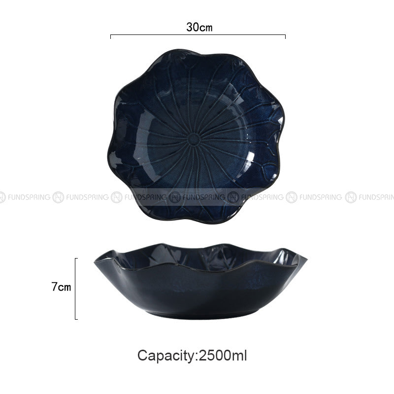 Blue/Green Glaze Dinnerware Lotus Leaf Large Bowl Soup Bowl 12" Blue/Green Glaze Dinnerware Lotus Leaf Large Bowl Soup Bowl 12"