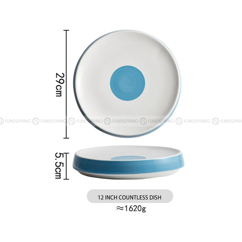 Ceremony Tableware Mood Hollow Platter Underglazed White-blue Thick Base Plate Ceremony Tableware Mood Hollow Platter Underglazed White-blue Thick Base Plate
