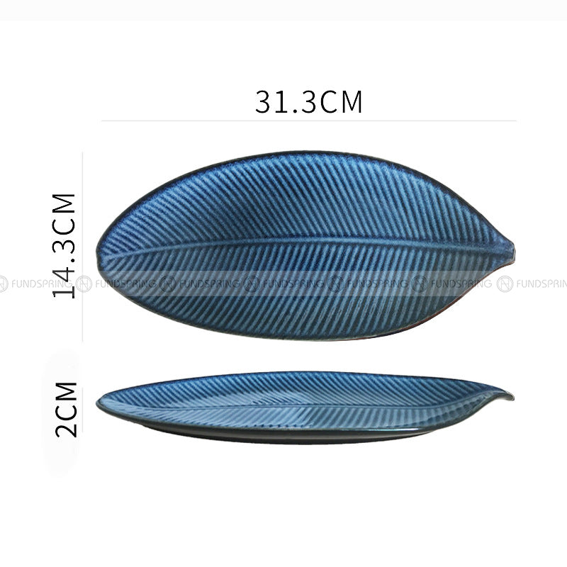 Japanese Ceramic Dinner Plate Leaf-shaped Glazed Kiln Change Plate Japanese Ceramic Dinner Plate Leaf-shaped Glazed Kiln Change Plate