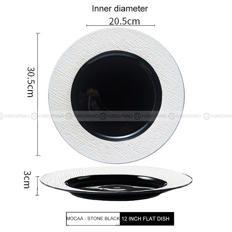 Mocaa Stone Series Black-white Dinnerware Ceramic Plate Shallow Plate Mocaa Stone Series Black-white Dinnerware Ceramic Plate Shallow Plate