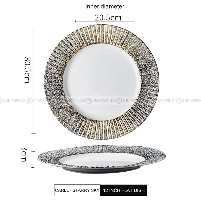 Carll Solar Series Dinnerware Collection Hotel Dishes Golden/White Dinner Plate Carll Solar Series Dinnerware Collection Hotel Dishes Golden/White Dinner Plate