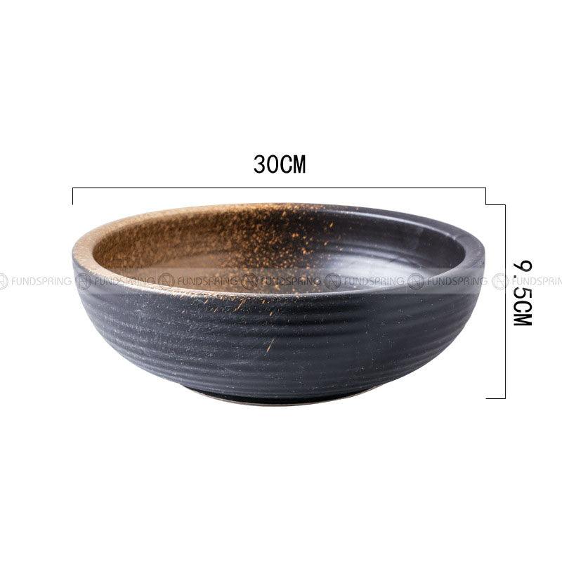 Kiln Change Ceramic Soup Bowl Large Noodle Bowl Spiral Texture Pot Kiln Change Ceramic Soup Bowl Large Noodle Bowl Spiral Texture Pot