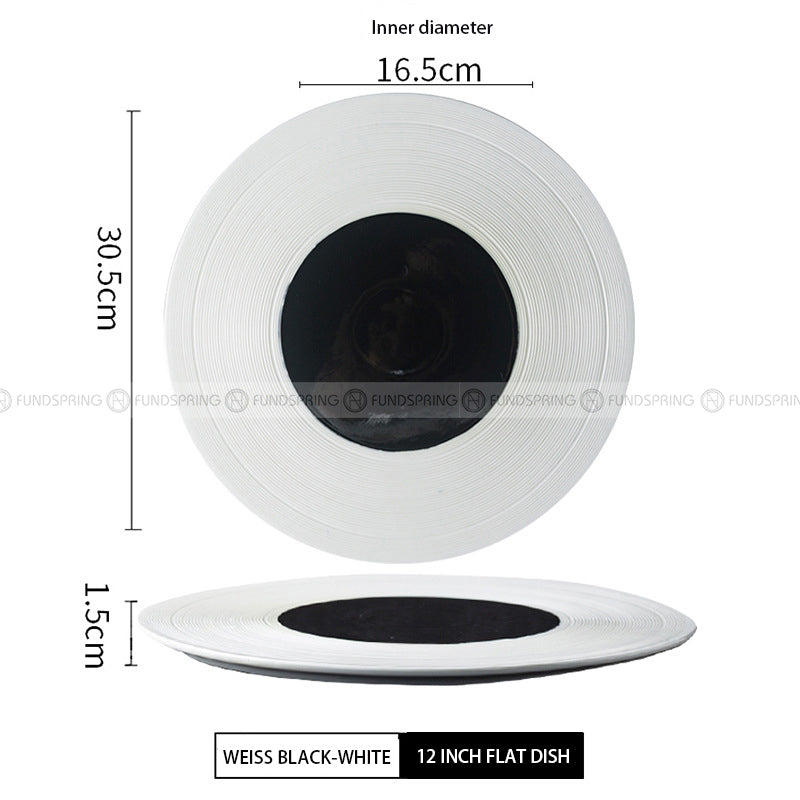 Weiss Dinnerware Collection Designer White/Black Dinner Plate Weiss Dinnerware Collection Designer White/Black Dinner Plate