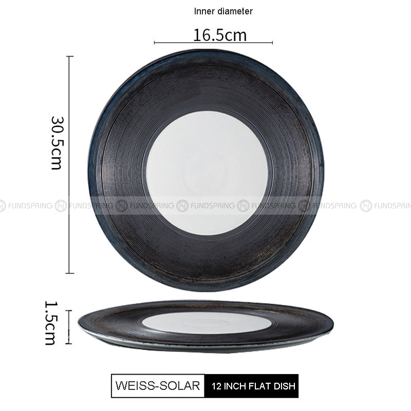 Nordic Dinnerware Weiss Series Ceramic Navy/Black/White Dinner Plate Nordic Dinnerware Weiss Series Ceramic Navy/Black/White Dinner Plate