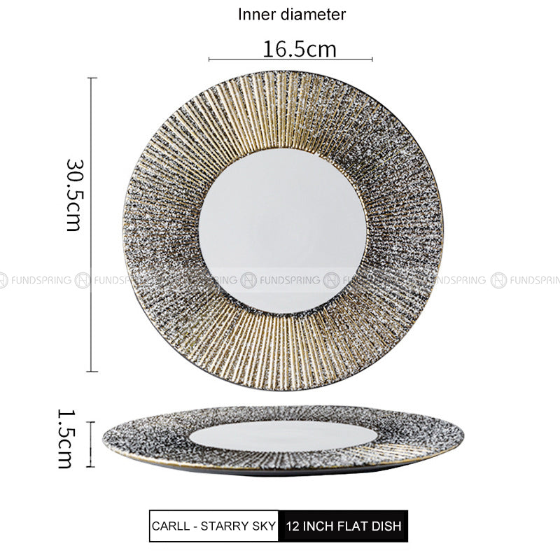 Carll Solar Series Dinnerware Collection Hotel Dishes Golden/White Dinner Plate Carll Solar Series Dinnerware Collection Hotel Dishes Golden/White Dinner Plate