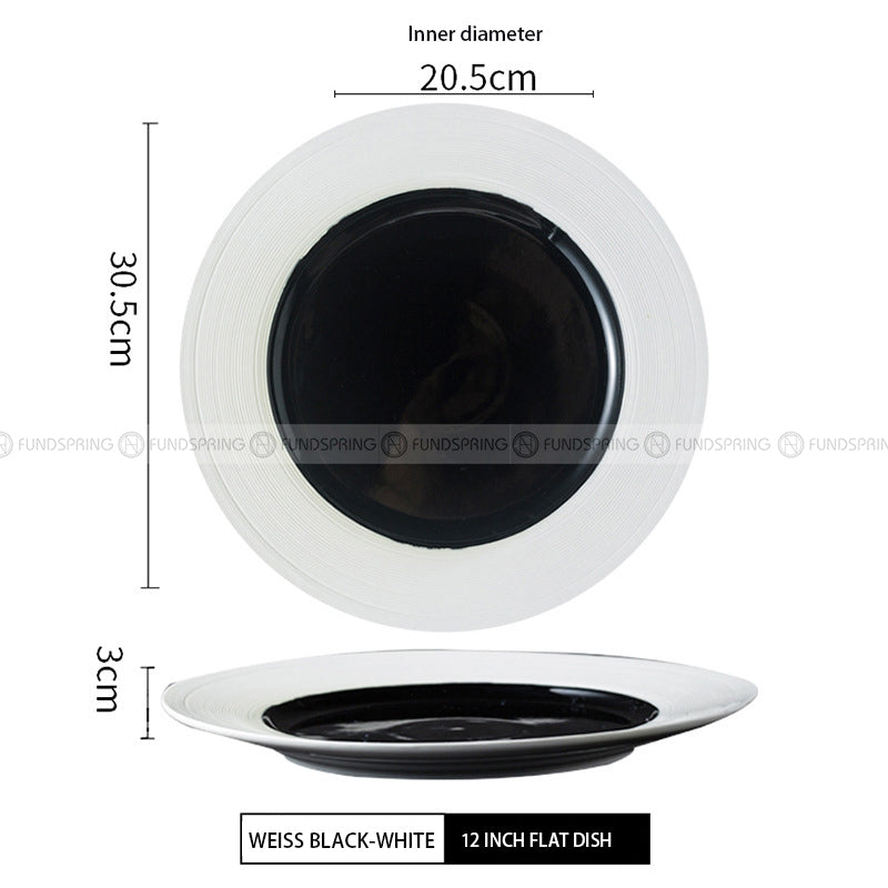 Weiss Dinnerware Collection Designer White/Black Dinner Plate Weiss Dinnerware Collection Designer White/Black Dinner Plate