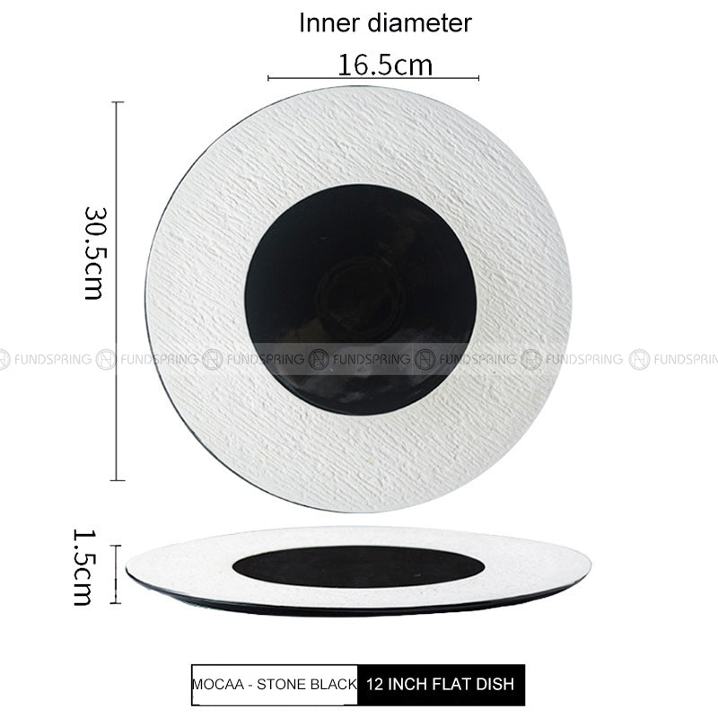 Mocaa Stone Series Black-white Dinnerware Ceramic Plate Shallow Plate Mocaa Stone Series Black-white Dinnerware Ceramic Plate Shallow Plate