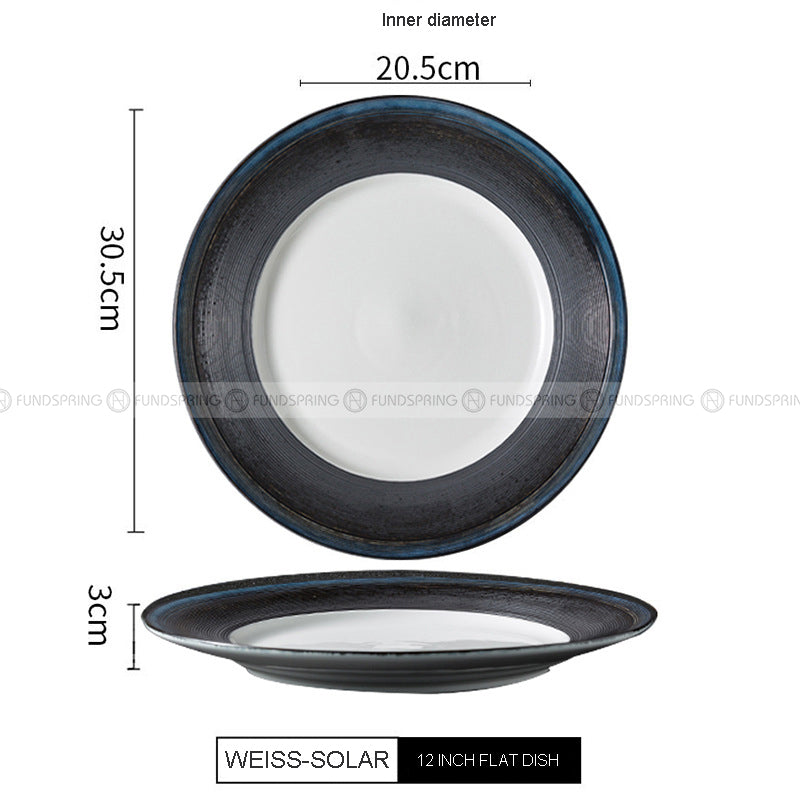 Nordic Dinnerware Weiss Series Ceramic Navy/Black/White Dinner Plate Nordic Dinnerware Weiss Series Ceramic Navy/Black/White Dinner Plate