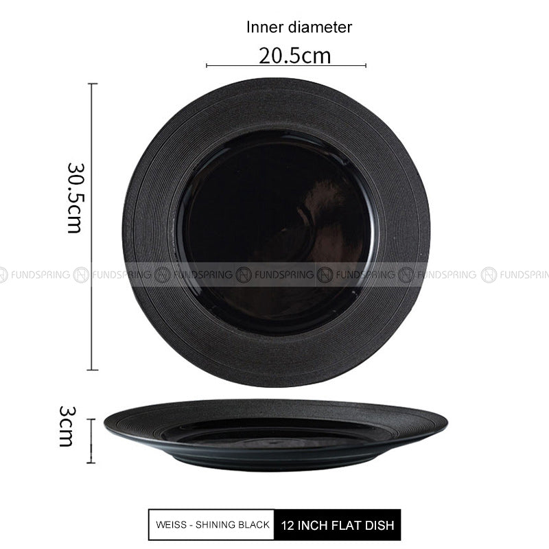 Designer Tableware Collection Weiss Series Ceramic Dish Black Plate Designer Tableware Collection Weiss Series Ceramic Dish Black Plate