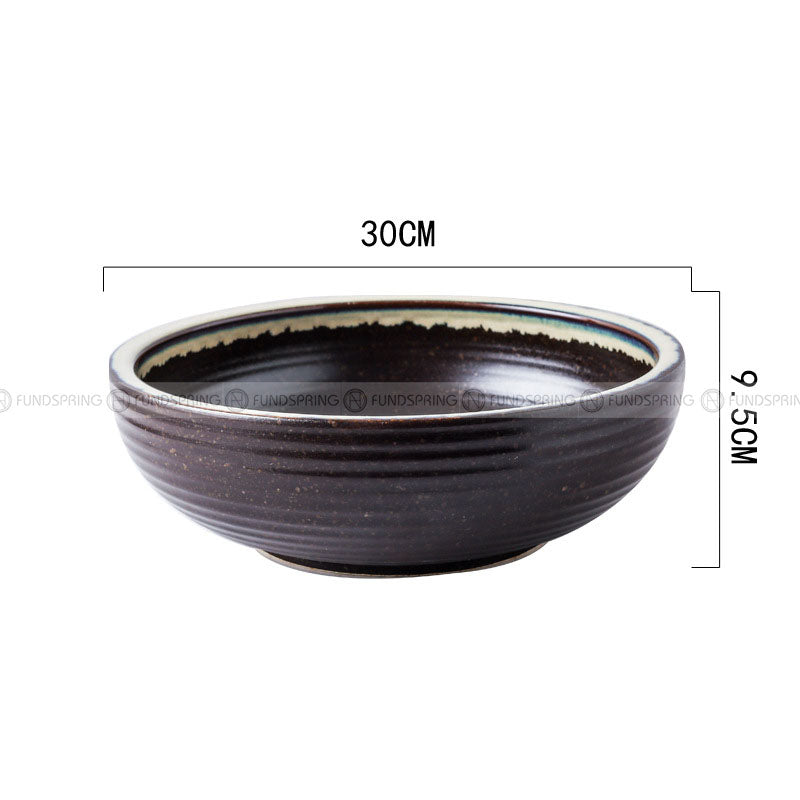 Kiln Change Ceramic Soup Bowl Large Noodle Bowl Spiral Texture Pot Kiln Change Ceramic Soup Bowl Large Noodle Bowl Spiral Texture Pot