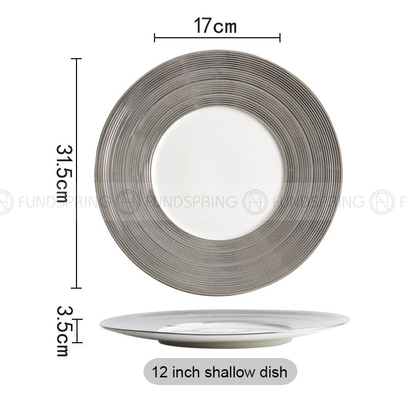 Designer Tableware Collection Weiss Series Sliver/White Dinner Plate Designer Tableware Collection Weiss Series Sliver/White Dinner Plate