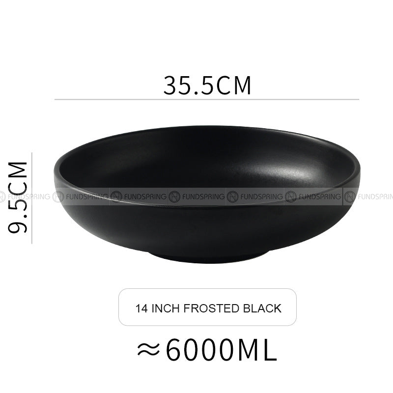 Ceramic Round Serving Bowl Wide Shallow Bowl Black Matte Bowl Ceramic Round Serving Bowl Wide Shallow Bowl Black Matte Bowl