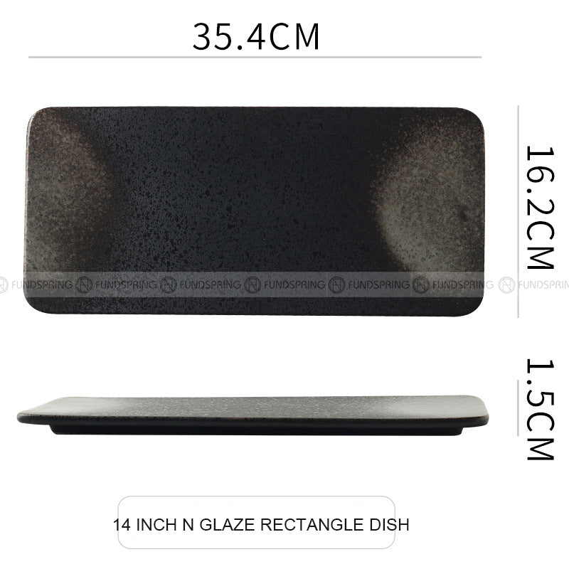 Rectangular Flat Plate Black Ceramic Plate Snack Plate Sushi Platter Rectangular Flat Plate Black Ceramic Plate Snack Plate Sushi Platter