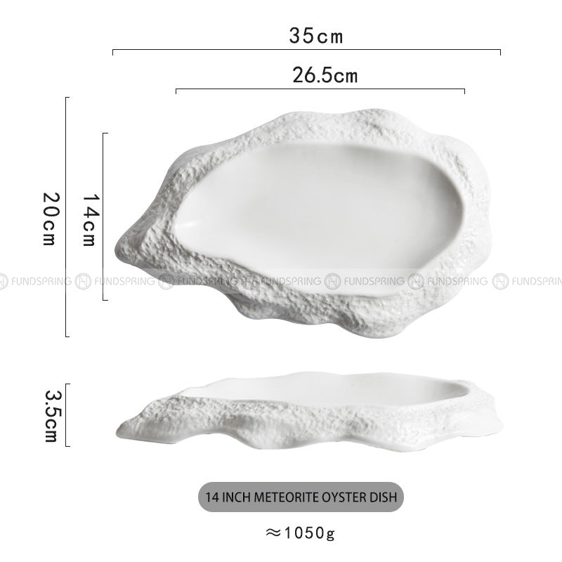 Ceramic White Plate Artistic Conception Tableware Oyster Platter Ceramic White Plate Artistic Conception Tableware Oyster Platter