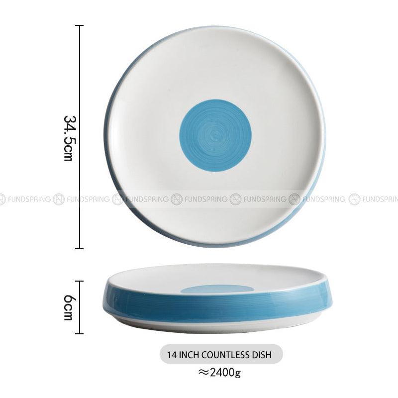 Ceremony Tableware Mood Hollow Platter Underglazed White-blue Thick Base Plate Ceremony Tableware Mood Hollow Platter Underglazed White-blue Thick Base Plate