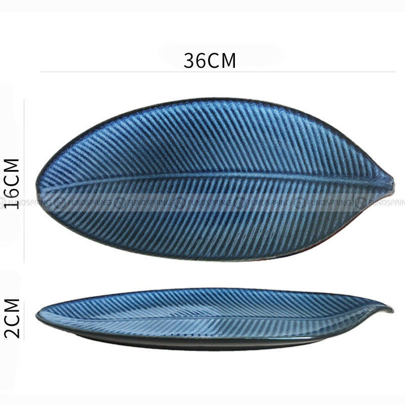 Japanese Ceramic Dinner Plate Leaf-shaped Glazed Kiln Change Plate Japanese Ceramic Dinner Plate Leaf-shaped Glazed Kiln Change Plate