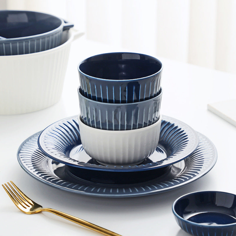 Nordic Tableware Vertical Stripes Dinnerware Ceramic Bowls Plates Nordic Tableware Vertical Stripes Dinnerware Ceramic Bowls Plates