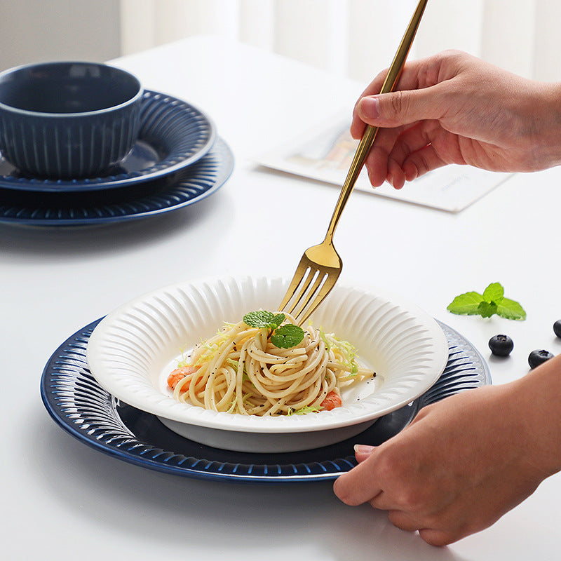 Nordic Tableware Vertical Stripes Dinnerware Ceramic Bowls Plates Nordic Tableware Vertical Stripes Dinnerware Ceramic Bowls Plates