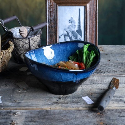 Kiln Change Dinnerware Blue Glazed Tableware Ceramic Dinner Bowl Kiln Change Dinnerware Blue Glazed Tableware Ceramic Dinner Bowl