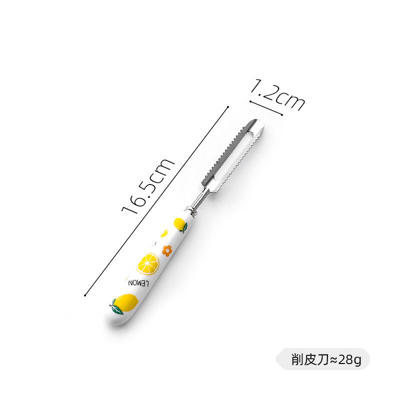 Creative Ceramic Handle Fruit Pattern SS Fork, Knife, Spoon, Chopsticks, Steak Flatware Set Creative Ceramic Handle Fruit Pattern SS Fork, Knife, Spoon, Chopsticks, Steak Flatware Set