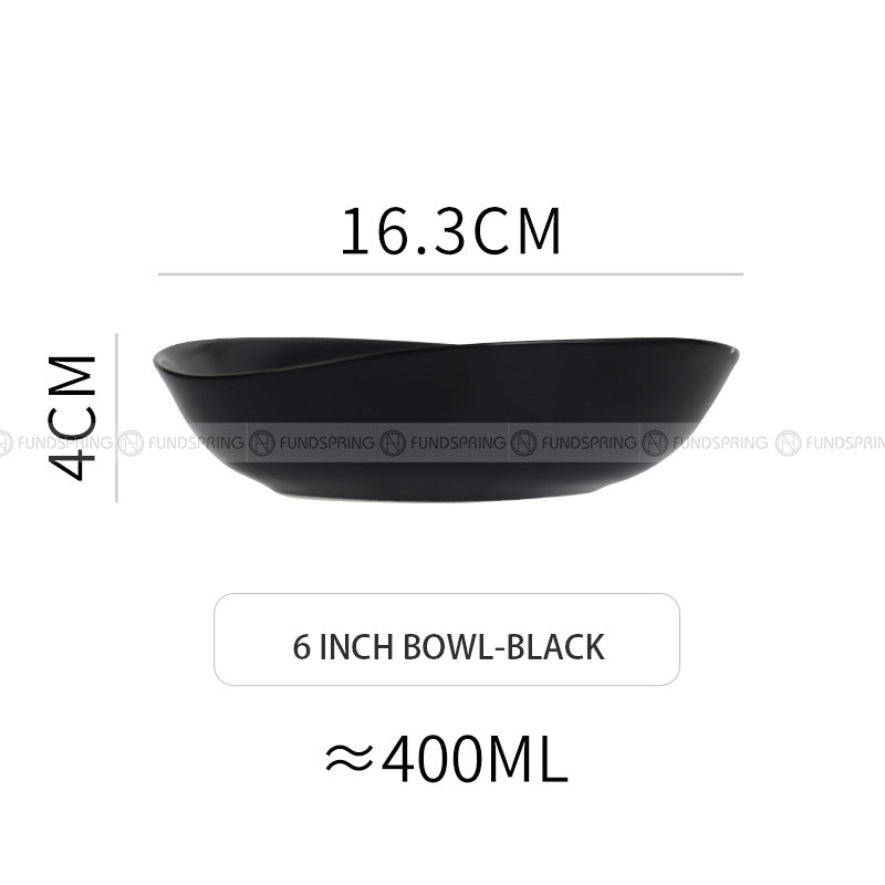 Japanese Ceramic Tableware Irregular Matte Ramen Bowl Deep Salad Plate Japanese Ceramic Tableware Irregular Matte Ramen Bowl Deep Salad Plate