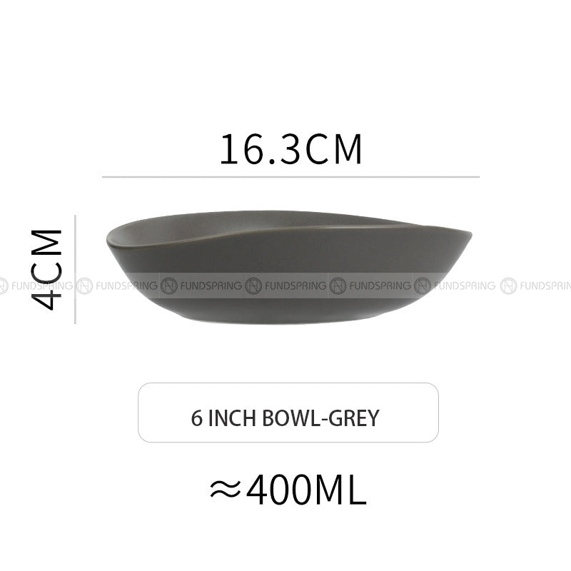 Japanese Ceramic Tableware Irregular Matte Ramen Bowl Deep Salad Plate Japanese Ceramic Tableware Irregular Matte Ramen Bowl Deep Salad Plate