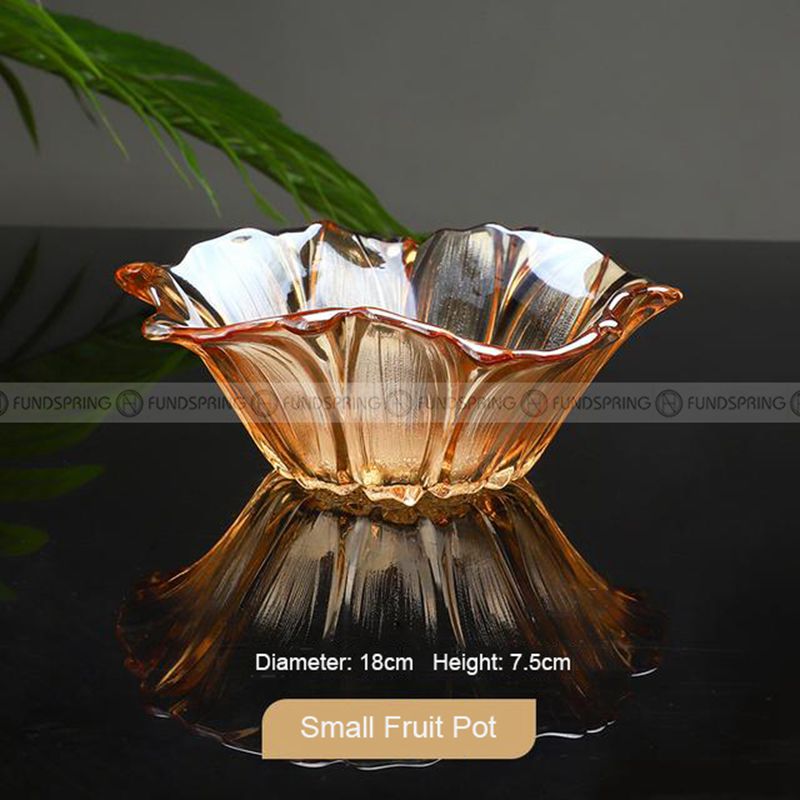 Glass Elegance: Modern Living Room Fruit Plate Large Size Petal Shape Plate Glass Elegance: Modern Living Room Fruit Plate Large Size Petal Shape Plate