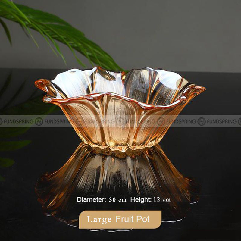 Glass Elegance: Modern Living Room Fruit Plate Large Size Petal Shape Plate Glass Elegance: Modern Living Room Fruit Plate Large Size Petal Shape Plate