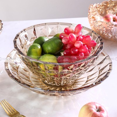 Glassy Delight: Thickened Glass Fruit Plate and Bowl for Elegant Serving Glassy Delight: Thickened Glass Fruit Plate and Bowl for Elegant Serving