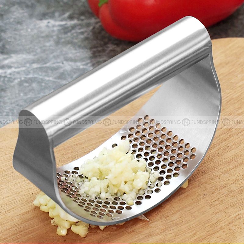 Stainless Steel Manual Garlic and Ginger Masher with Ring Handle