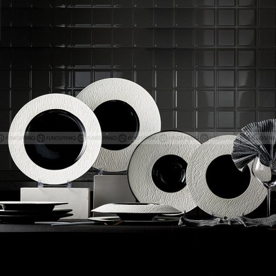 Mocaa Stone Series Black-white Dinnerware Ceramic Plate Shallow Plate Mocaa Stone Series Black-white Dinnerware Ceramic Plate Shallow Plate