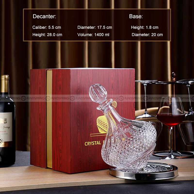 Gyro Decanter with Lid Crystal Glass Rotating Tumbler Decanter Wine Bottle Gyro Decanter with Lid Crystal Glass Rotating Tumbler Decanter Wine Bottle