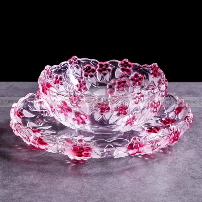 European Glass Plum Fruit Bowl and Candy Pot Set of 2 - Delightful Duo European Glass Plum Fruit Bowl and Candy Pot Set of 2 - Delightful Duo