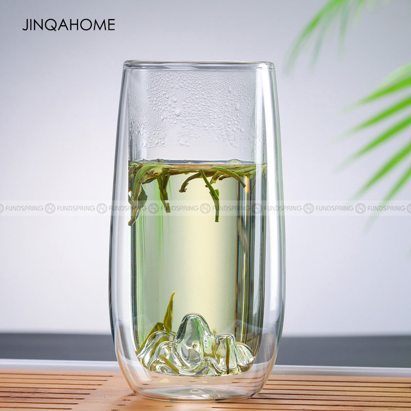 Heat Resistant Transparent Glass Coffee Cup Snow Mountain Bottom Mug Heat Resistant Transparent Glass Coffee Cup Snow Mountain Bottom Mug