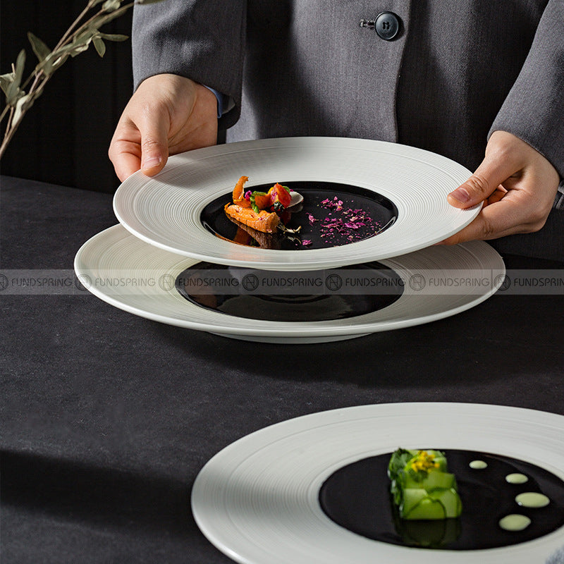 Weiss Dinnerware Collection Designer White/Black Dinner Plate Weiss Dinnerware Collection Designer White/Black Dinner Plate