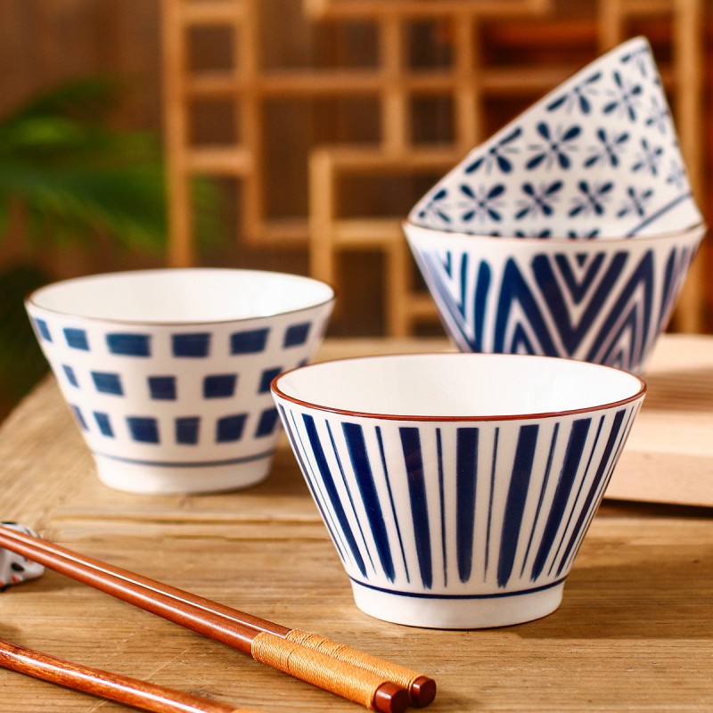 Artisan Elegance: Japanese Style Ceramic Dinnerware Hat Shape Rice Bowl - 5'' Artisan Elegance: Japanese Style Ceramic Dinnerware Hat Shape Rice Bowl - 5''