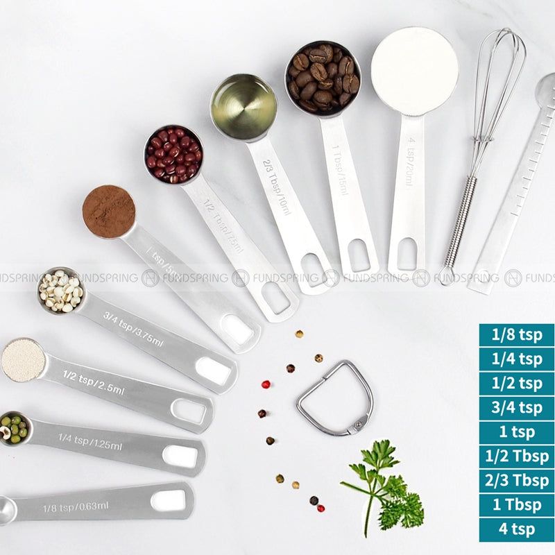 Stainless Steel Baking Scale Measuring Spoon Set Calipers Stir Bar Stainless Steel Baking Scale Measuring Spoon Set Calipers Stir Bar