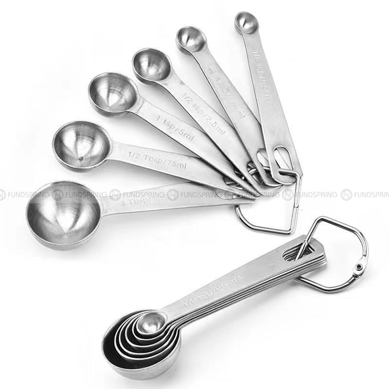 Baking Scale Measure Spoon Stainless Steel Round Measuring Spoon 6 Pcs