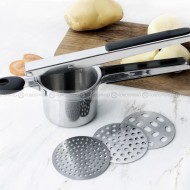 Silicone Handle Potato Puree Press with 3 Filter Holes - Mashed Potato Maker Silicone Handle Potato Puree Press with 3 Filter Holes - Mashed Potato Maker