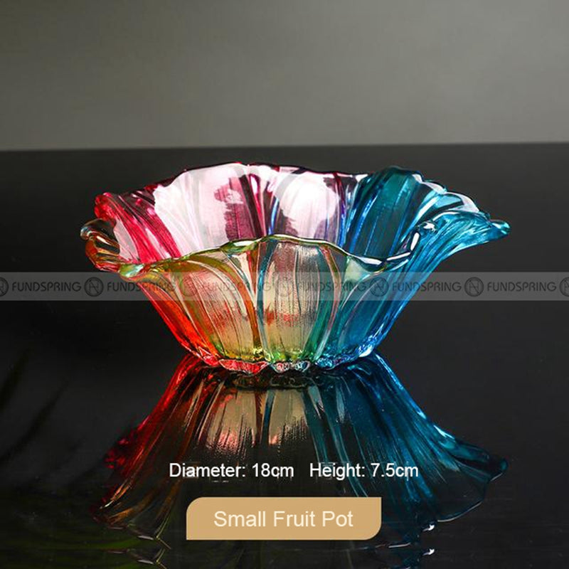 Glass Elegance: Modern Living Room Fruit Plate Large Size Petal Shape Plate Glass Elegance: Modern Living Room Fruit Plate Large Size Petal Shape Plate