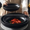 Ceramic Round Serving Bowl Wide Shallow Bowl Black Matte Bowl Ceramic Round Serving Bowl Wide Shallow Bowl Black Matte Bowl