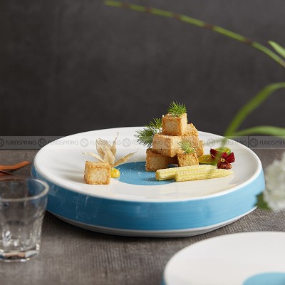Ceremony Tableware Mood Hollow Platter Underglazed White-blue Thick Base Plate Ceremony Tableware Mood Hollow Platter Underglazed White-blue Thick Base Plate