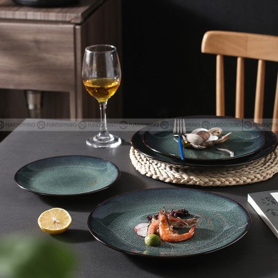 Kiln Glazed Ceramic Tableware Flat Plate Shallow Plate Dinner Plate Kiln Glazed Ceramic Tableware Flat Plate Shallow Plate Dinner Plate