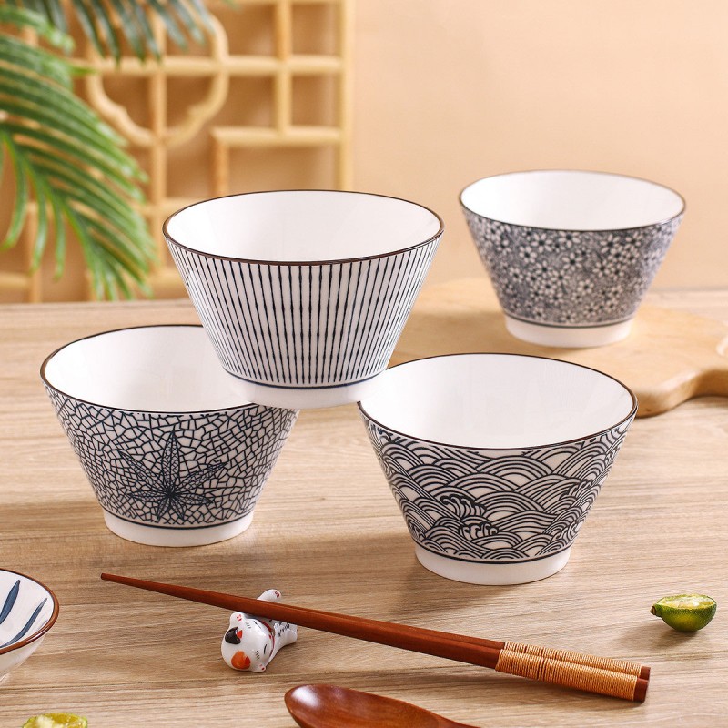Sophisticated Japanese Elegance Ceramic Hat-Shaped Dinner Bowls - 5 inches Sophisticated Japanese Elegance Ceramic Hat-Shaped Dinner Bowls - 5 inches