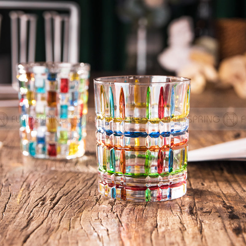 Contrast Color Stripe Glass Cups Painted Water Cup Whiskey Glass Contrast Color Stripe Glass Cups Painted Water Cup Whiskey Glass