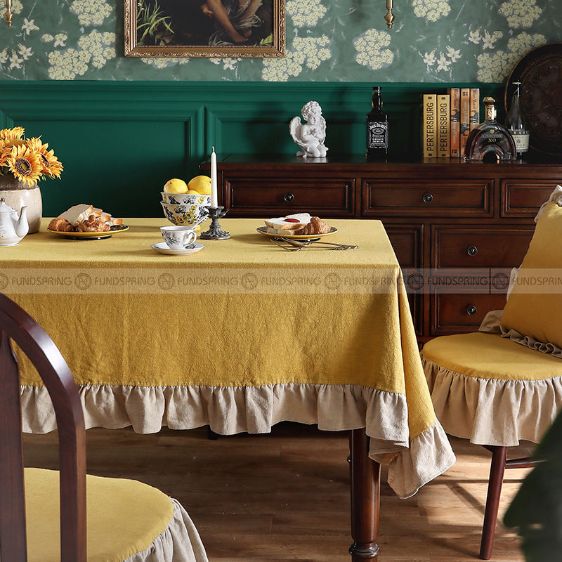 Combe Tablecloth Vintage Farmhouse Table Cover Lotus Leaf Tablecloth Combe Tablecloth Vintage Farmhouse Table Cover Lotus Leaf Tablecloth