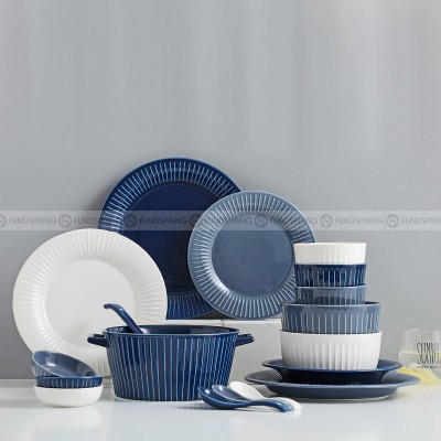Nordic Tableware Vertical Stripes Dinnerware Ceramic Bowls Plates Nordic Tableware Vertical Stripes Dinnerware Ceramic Bowls Plates