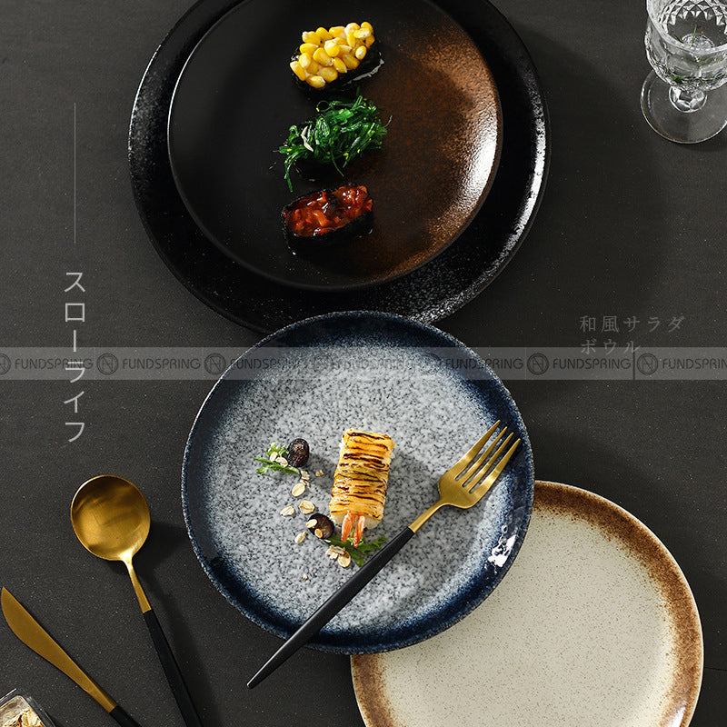 Japanese Ceramic Plate Gradient Glaze Dinnerware 6/8/10 Inches Shallow Plate Japanese Ceramic Plate Gradient Glaze Dinnerware 6/8/10 Inches Shallow Plate